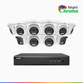 NightChroma<sup>TM</sup> NAK200 - 1080P 16 Channel Wired CCTV System with 2 Bullet & 8 Turret Cameras, Acme Colour Night Vision, f/1.0 Super Aperture, 0.001 Lux, 121° FoV, Active Alignment